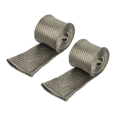 Harfington 2Pcs Heat Shield Sleeve 0.8" ID 3.3Ft Fuel Line Heat Shield Sleeve 800℃ Titanium