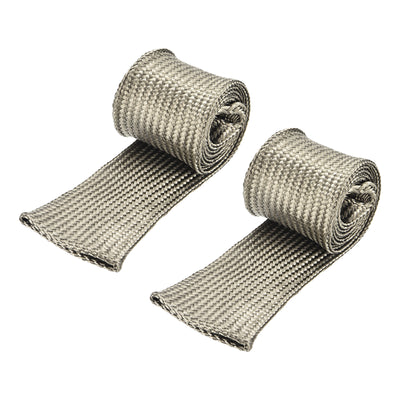 Harfington 2Pcs Heat Shield Sleeve 0.8" ID 3Ft Fuel Line Heat Shield Sleeve 800℃ Titanium