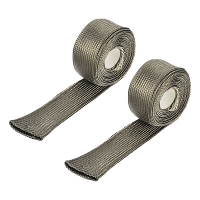 Harfington 2Pcs Heat Shield Sleeve 0.8" ID 10Ft Fuel Line Heat Shield Sleeve 800℃ Titanium