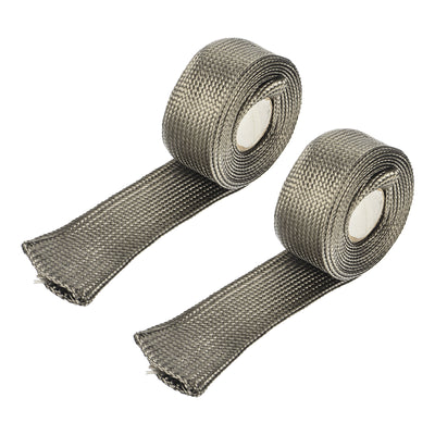 Harfington 2Pcs Heat Shield Sleeve 0.8" ID 6.6Ft Fuel Line Heat Shield Sleeve 800℃ Titanium