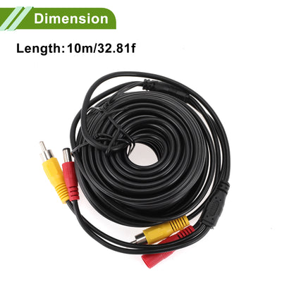 Harfington Universal 10m/32.81ft Reverse Rear View Parking Camera Video Cable Extension Backup Camera RCA/DC Video Cable Plastic,Metal 1 Pcs