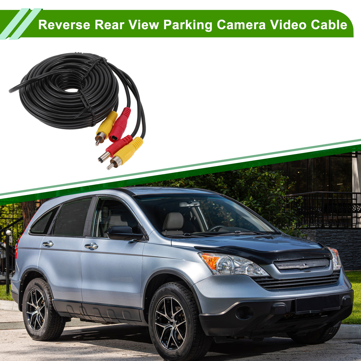 HOPESPANNER Universal 10m/32.81ft Reverse Rear View Parking Camera Video Cable Extension Backup Camera RCA/DC Video Cable Plastic,Metal 1 Pcs