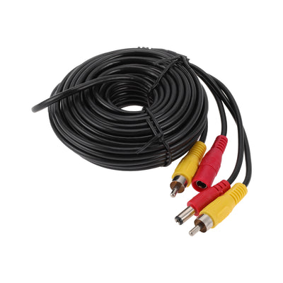 Harfington Universal 10m/32.81ft Reverse Rear View Parking Camera Video Cable Extension Backup Camera RCA/DC Video Cable Plastic,Metal 1 Pcs