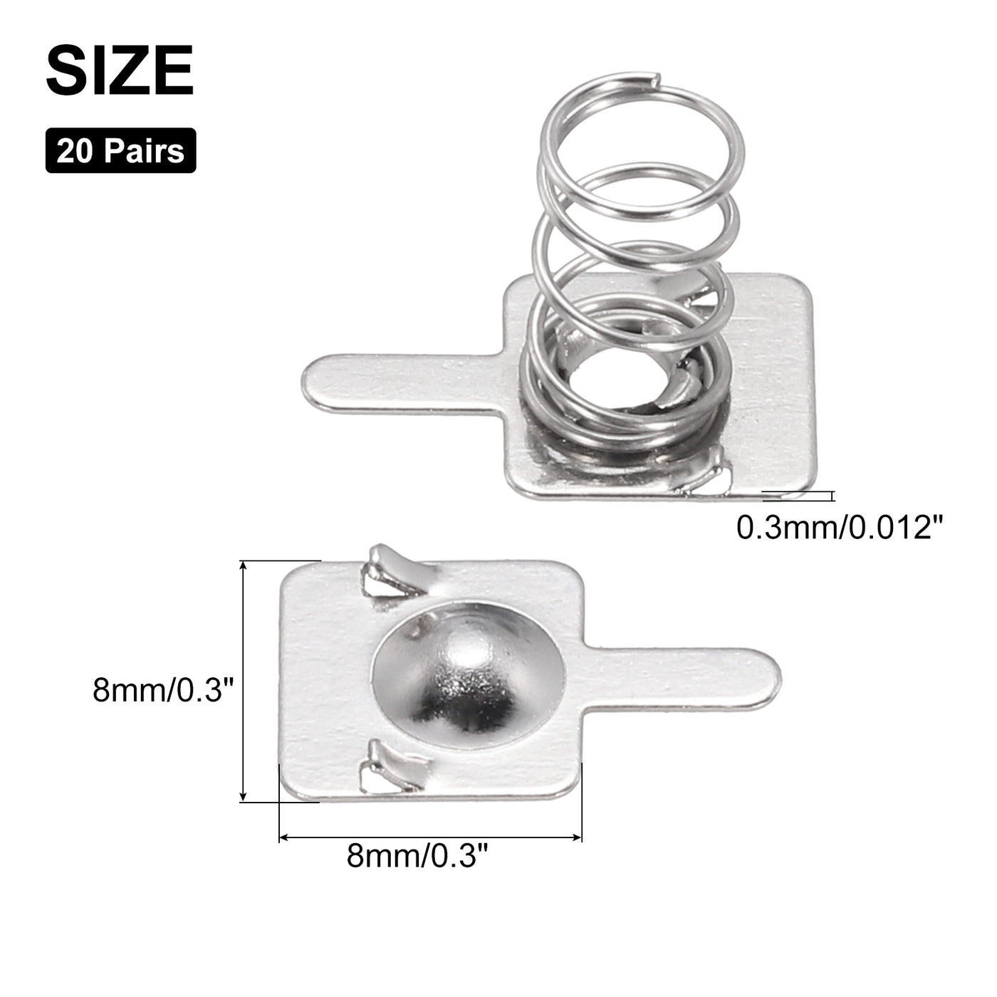 Harfington 20 Set Battery Spring Contact 8x8mm Positive Negative Unipolar