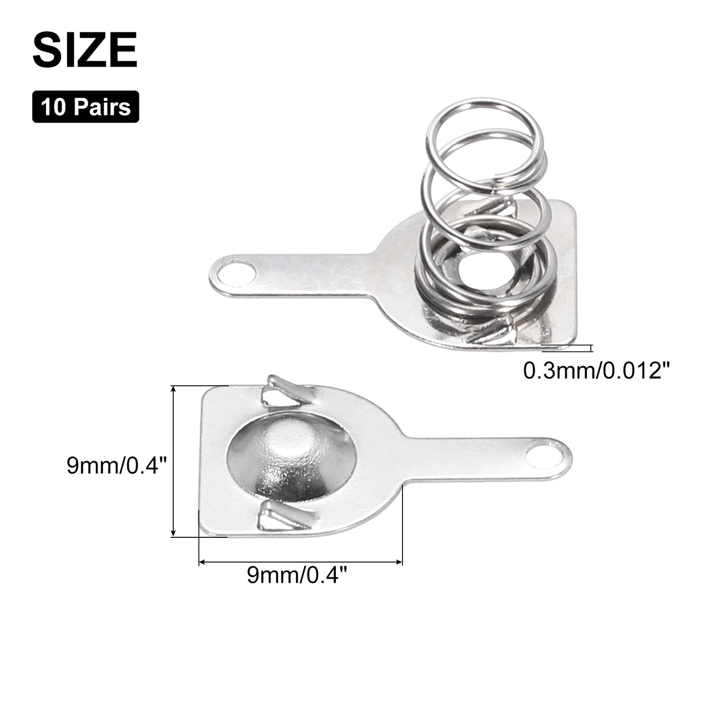 Harfington 10 Set Battery Spring Contact 9x9mm Round Positive Negative Unipolar