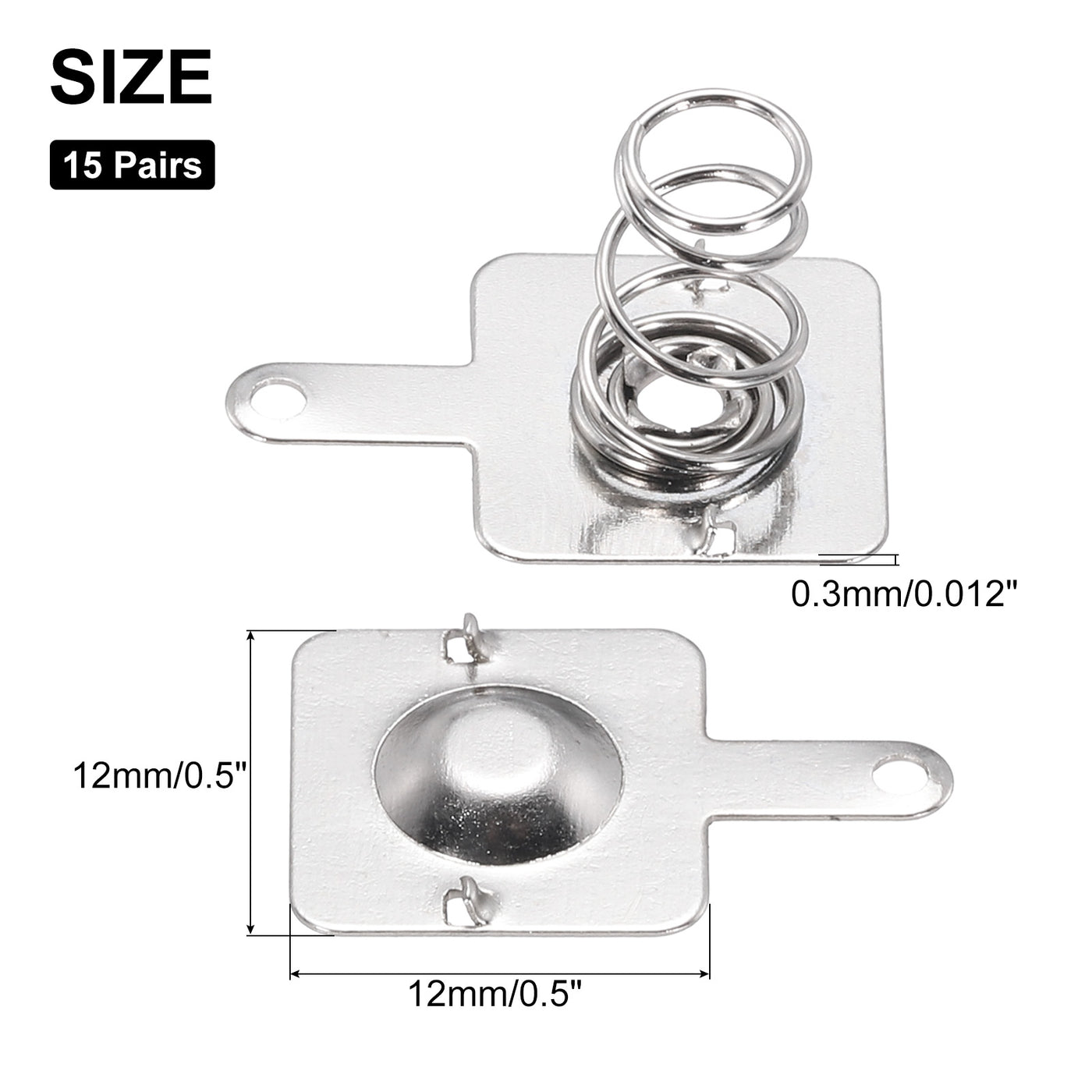 Harfington 15 Set Battery Spring Contact 12x12mm Positive Negative Unipolar