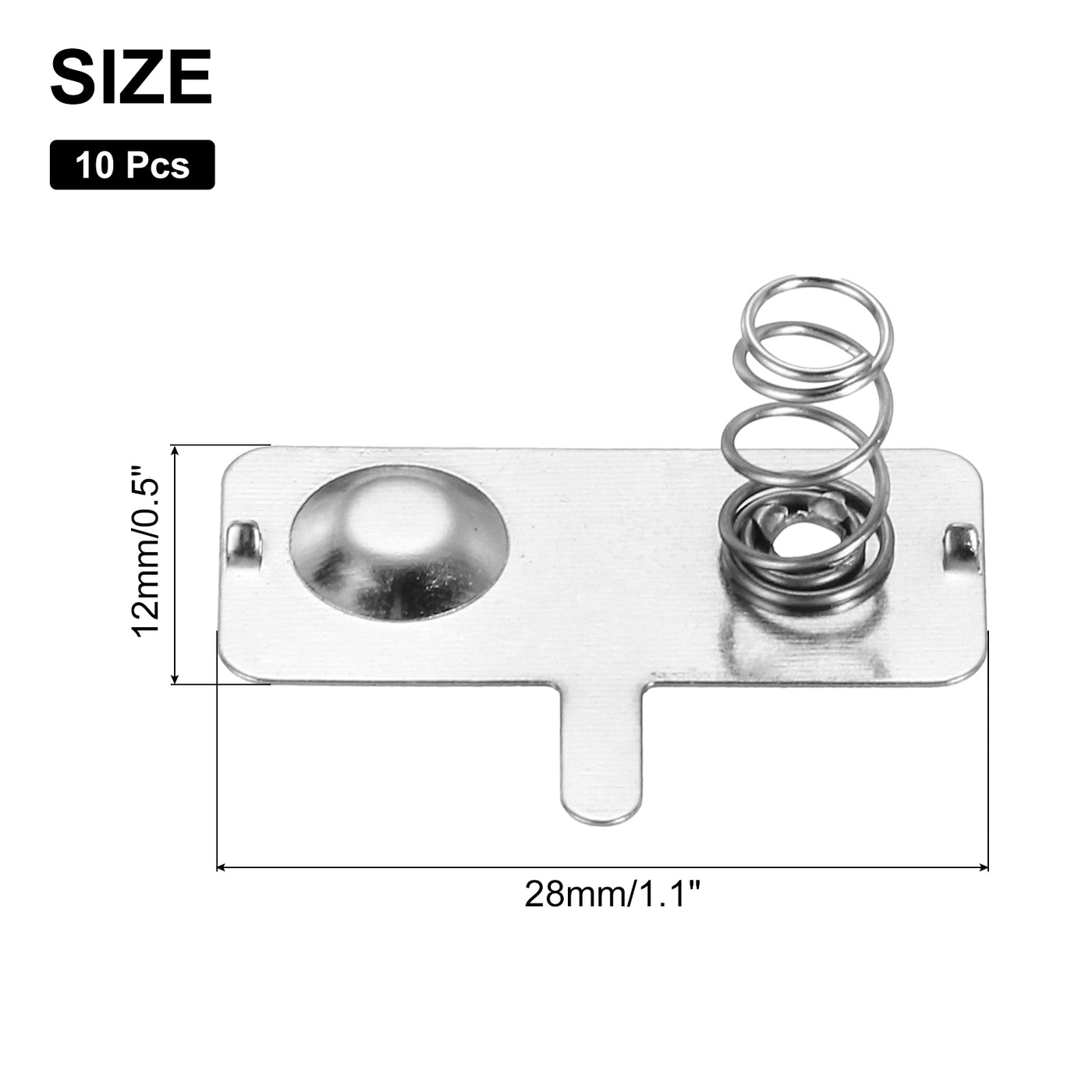 Harfington 10 Stück Batterie-Metallfeder-Kontaktplatte 28mm x 12mm Positiv Negativ Bipolar Vernickelte Platte für Batteriehalter und elektronische Spielzeuge