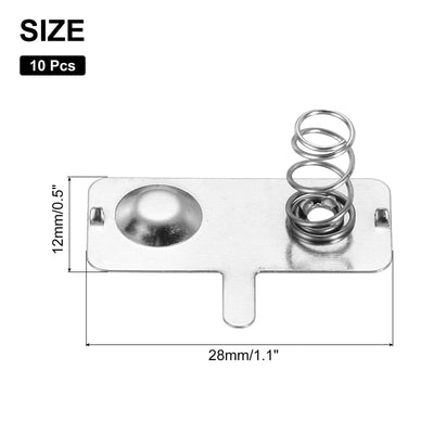 Harfington 10 Stück Batterie-Metallfeder-Kontaktplatte 28mm x 12mm Positiv Negativ Bipolar Vernickelte Platte für Batteriehalter und elektronische Spielzeuge