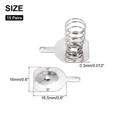 Harfington 15 Set Battery Spring Contact 16.5x16mm Positive Negative Unipolar