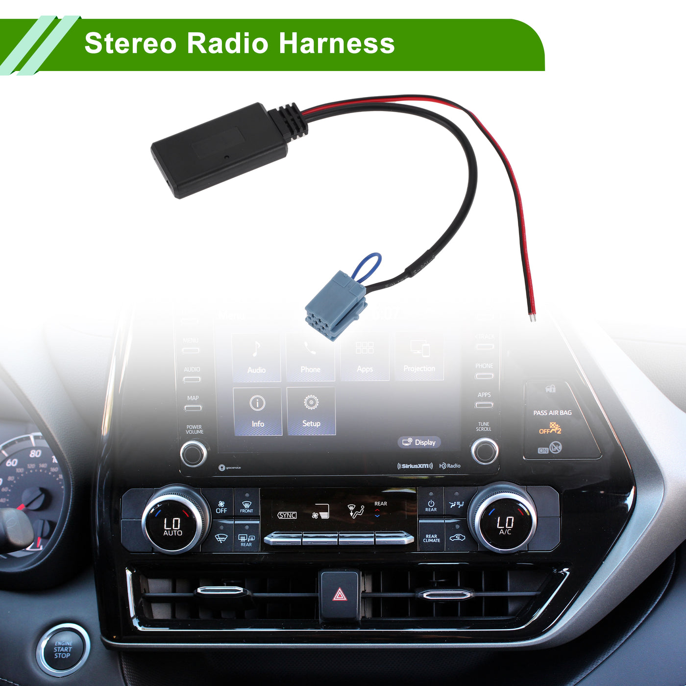 HOPESPANNER Stereo Radio Harness for Fiat 500 Convenient Black Front Bluetooth AUX Adapter Music Cable Plastic,Metal 1 Pcs