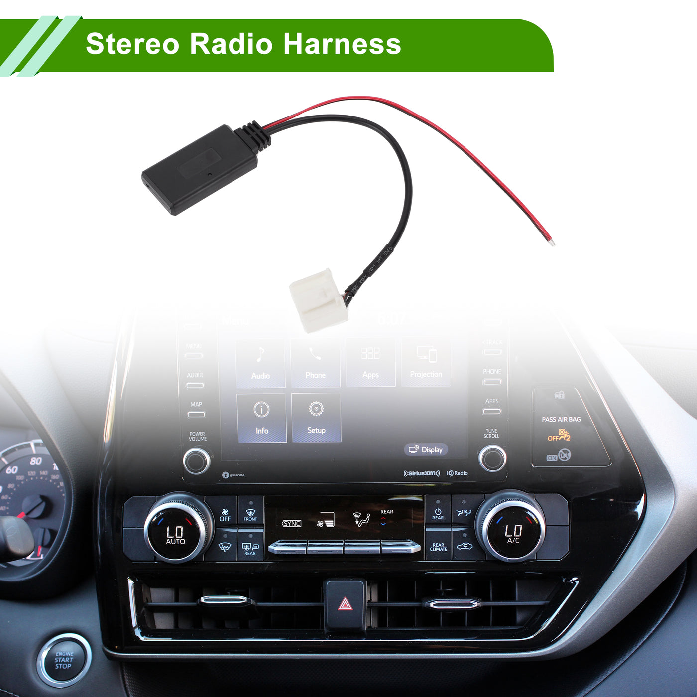 HOPESPANNER Stereo Radio Harness for Toyota 4Runner 2007-2009 Convenient Black Front Bluetooth AUX Adapter Music Cable Plastic,Metal 1 Pcs