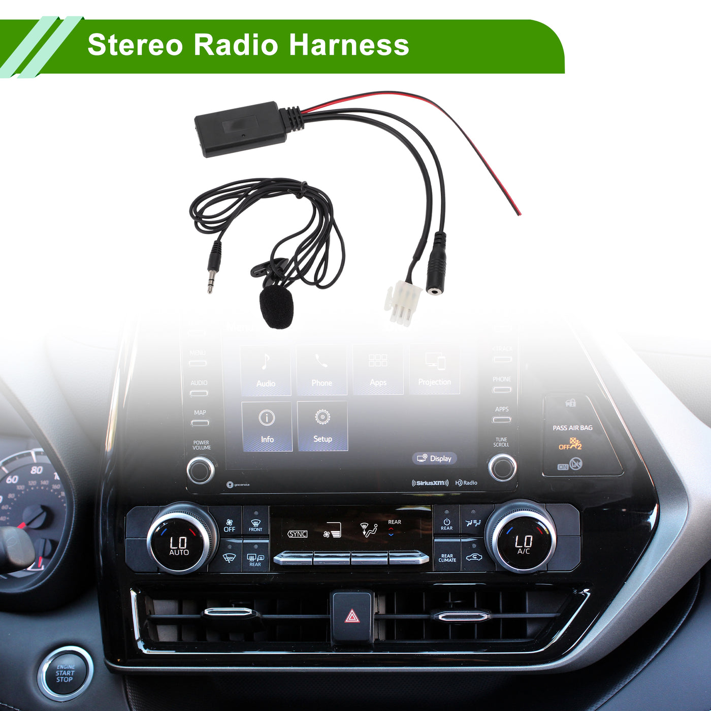 HOPESPANNER Stereo Radio Harness for Honda Gl1800 Convenient Black Front Bluetooth AUX Adapter Music Cable Plastic,Metal 1 Set