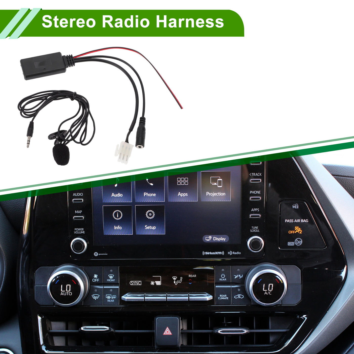 HOPESPANNER Stereo Radio Harness for Honda Gl1800 Convenient Black Front Bluetooth AUX Adapter Music Cable Plastic,Metal 1 Set