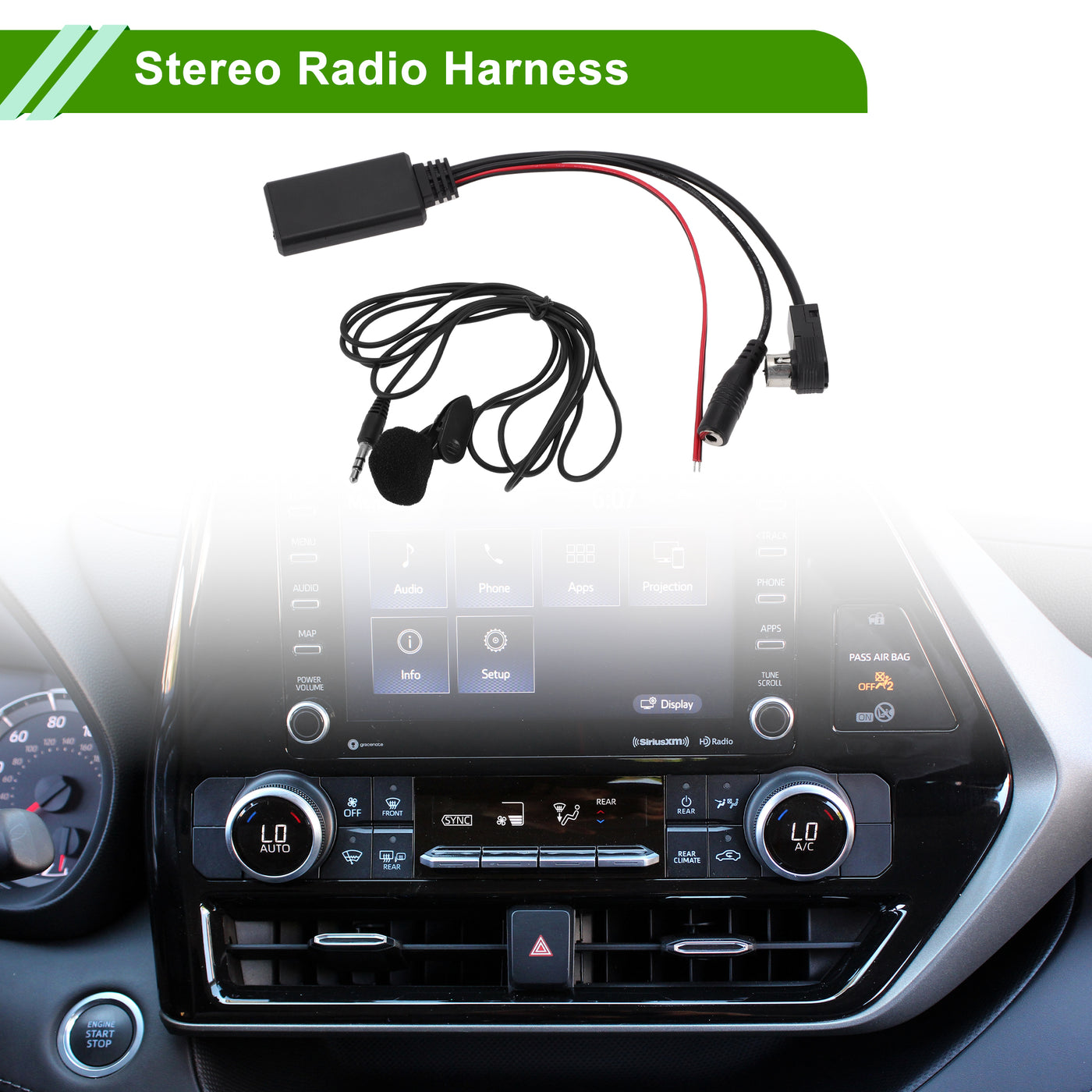 HOPESPANNER Stereo Radio Harness for  CDA-9857 CDA-9886 CDA-117 Convenient Black Front Bluetooth AUX Adapter Music Cable Plastic,Metal 1 Set