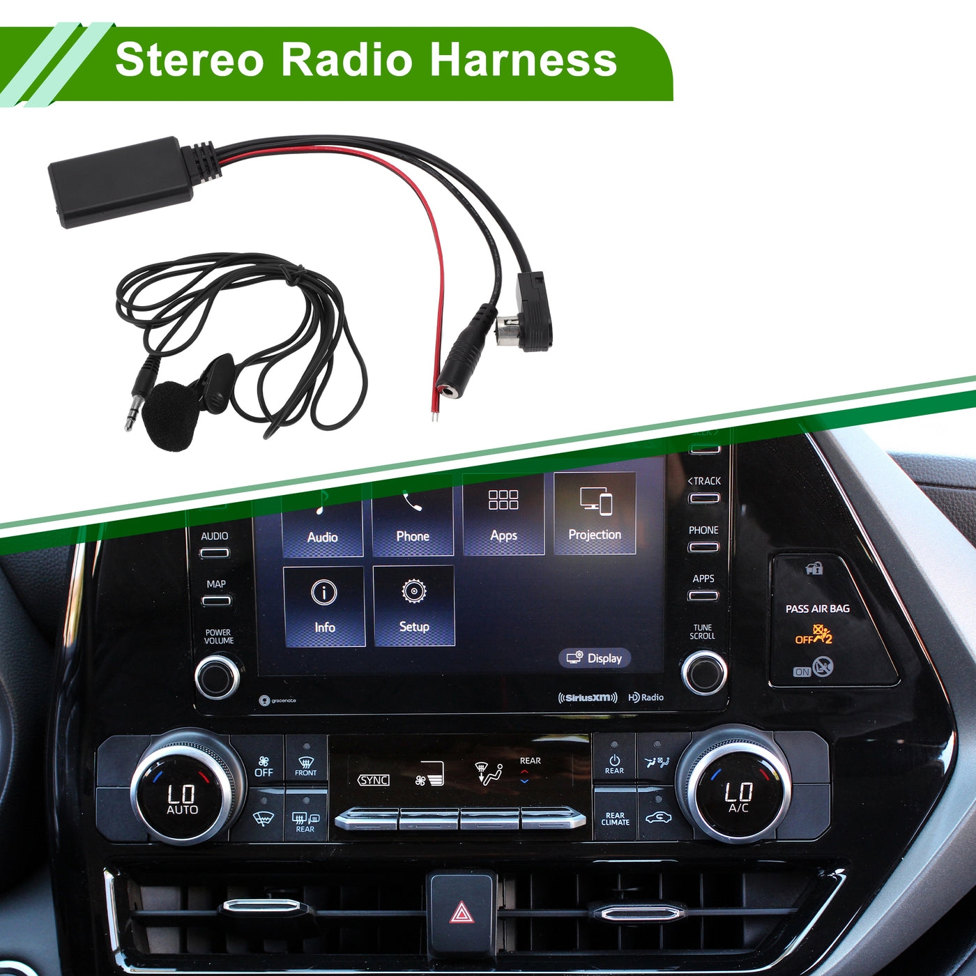 HOPESPANNER Stereo Radio Harness for  CDA-9857 CDA-9886 CDA-117 Convenient Black Front Bluetooth AUX Adapter Music Cable Plastic,Metal 1 Set