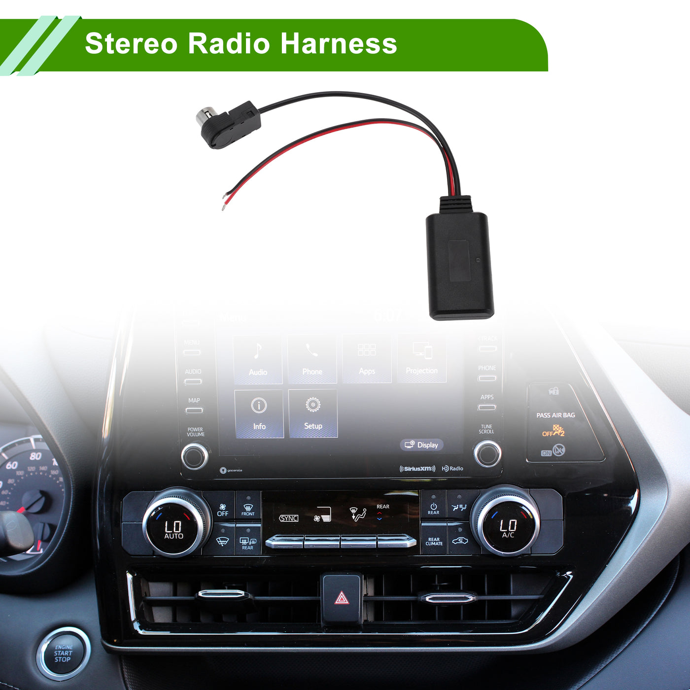 HOPESPANNER Stereo Radio Harness for  KCA-121B Convenient Black Front Bluetooth AUX Adapter Music Cable Plastic,Metal 1 Pcs