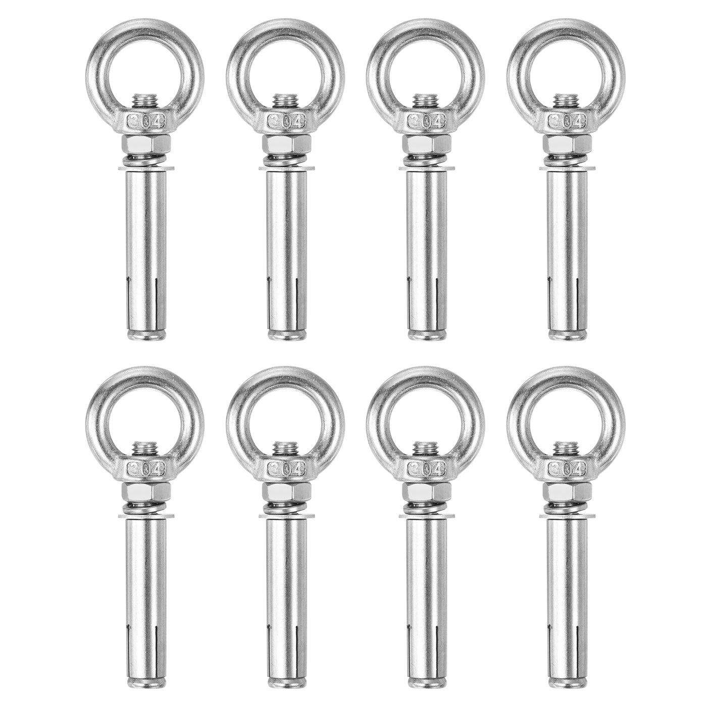 uxcell Uxcell Ring Lifting Expansion Eyebolt, 8pcs M8x70mm Expansion Screw with Eye Ring