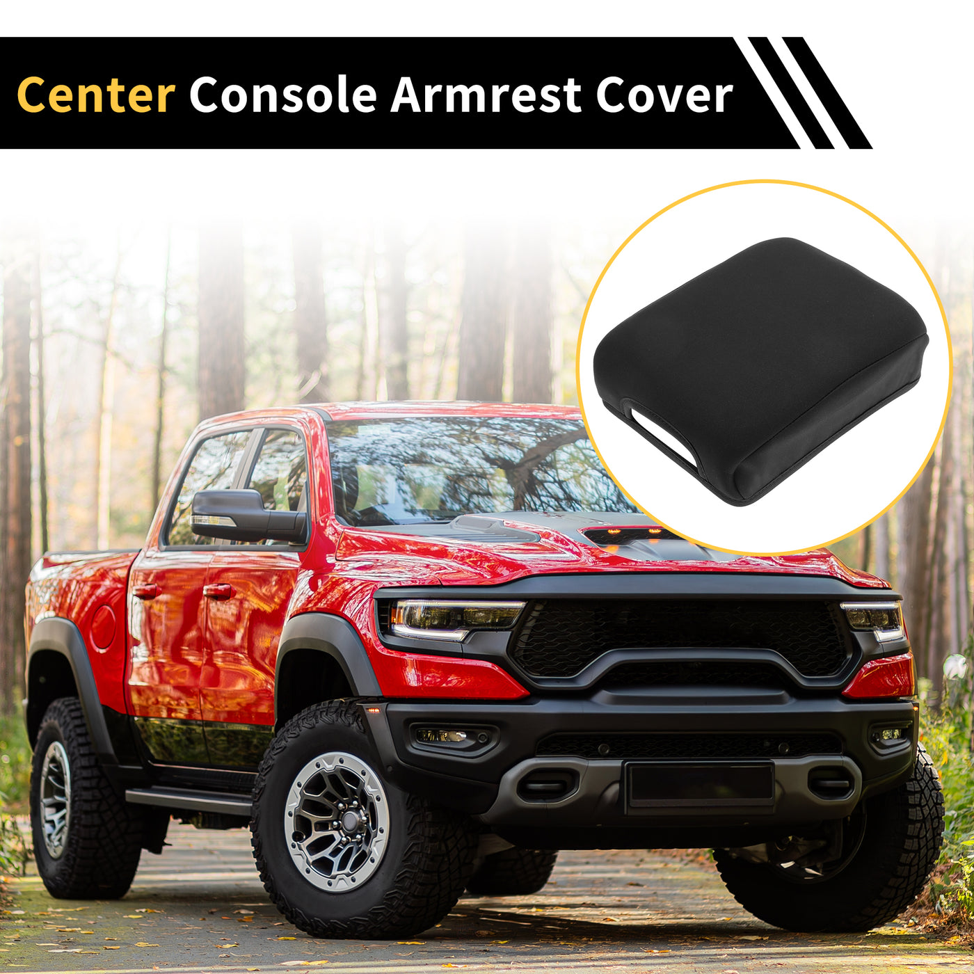 REPAIROCK Console Lid Armrest Cover for Toyota Tacoma 2016-2023 Tahoe Middle Console Pad Armrest Protector Microfiber Leather with with Soft Foam Black