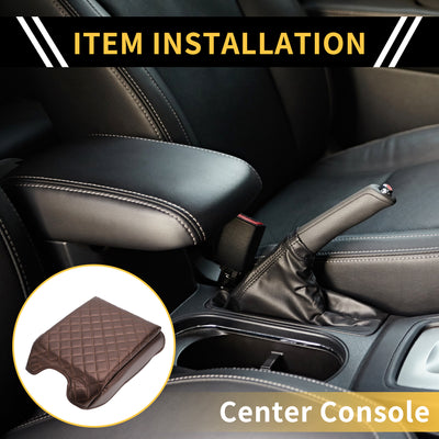 Harfington Console Lid Armrest Cover for Ford F-150 Tahoe Middle Console Pad Armrest Protector Microfiber Leather with Carbon Fiber Brown Carbon Fiber Pattern