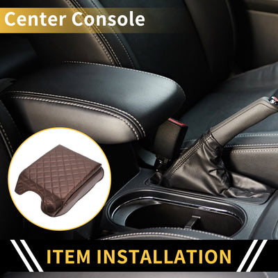 Harfington Console Lid Armrest Cover for Ford F-150 Tahoe Middle Console Pad Armrest Protector Microfiber Leather with Carbon Fiber Brown Carbon Fiber Pattern