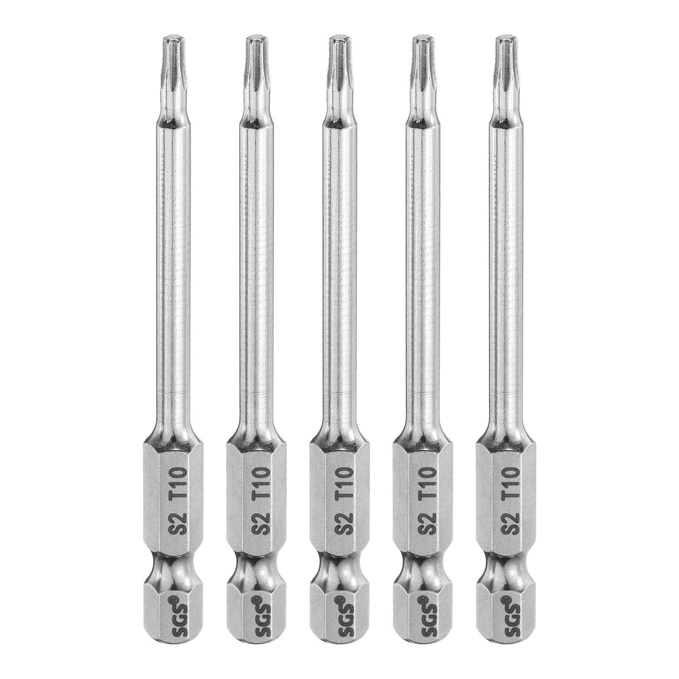 Harfington 5pcs T10 Torx Bit 1/4" Shank 3" Long 6 Point Tamper Resistant Star Bits