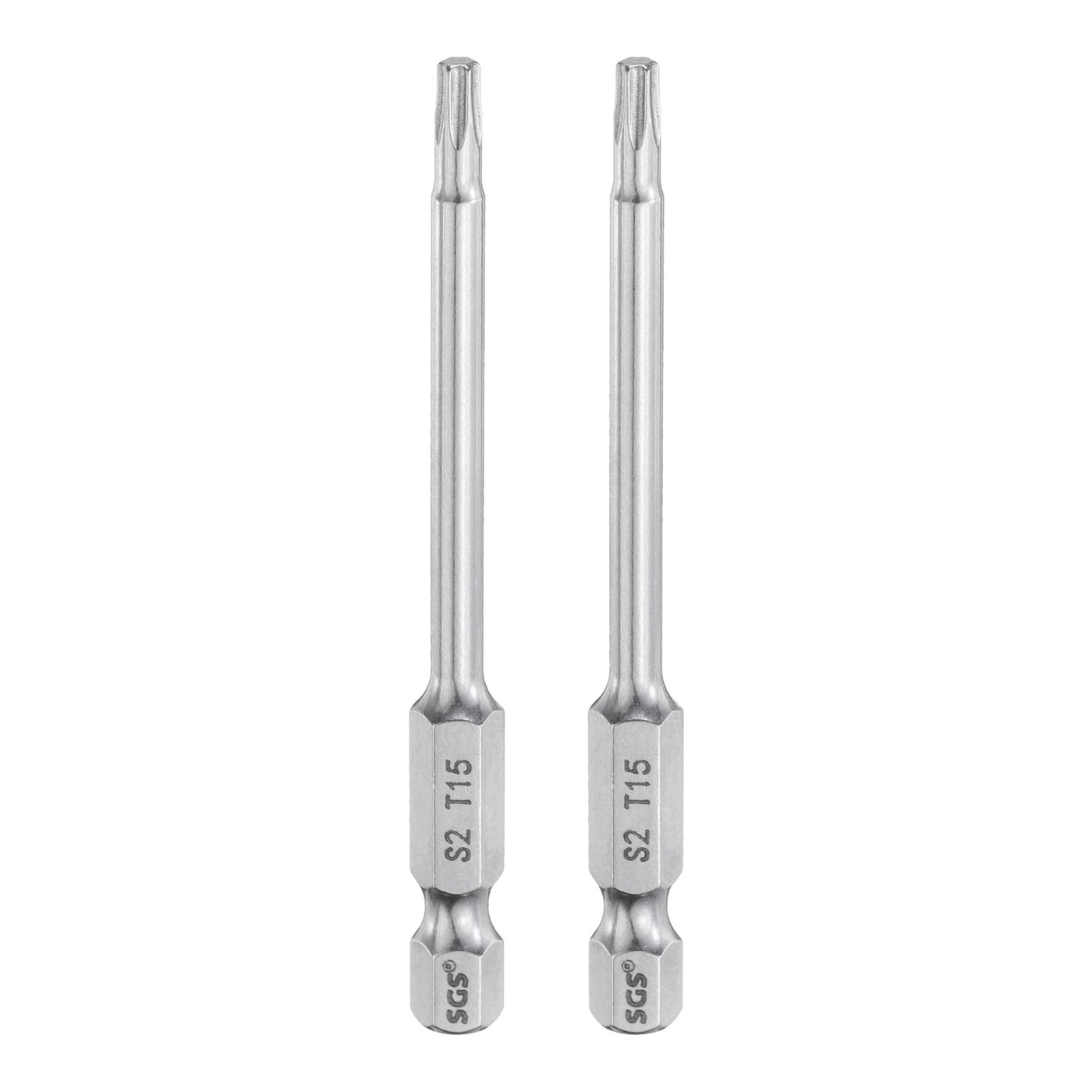 Harfington 2pcs T15 Torx Bit 1/4" Shank 3" Long 6 Point Tamper Resistant Star Bits