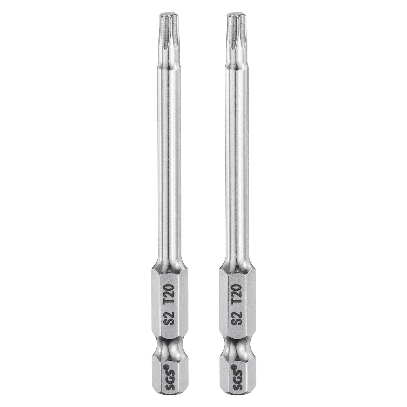 Harfington 2pcs T20 Torx Bit 1/4" Shank 3" Long 6 Point Tamper Resistant Star Bits