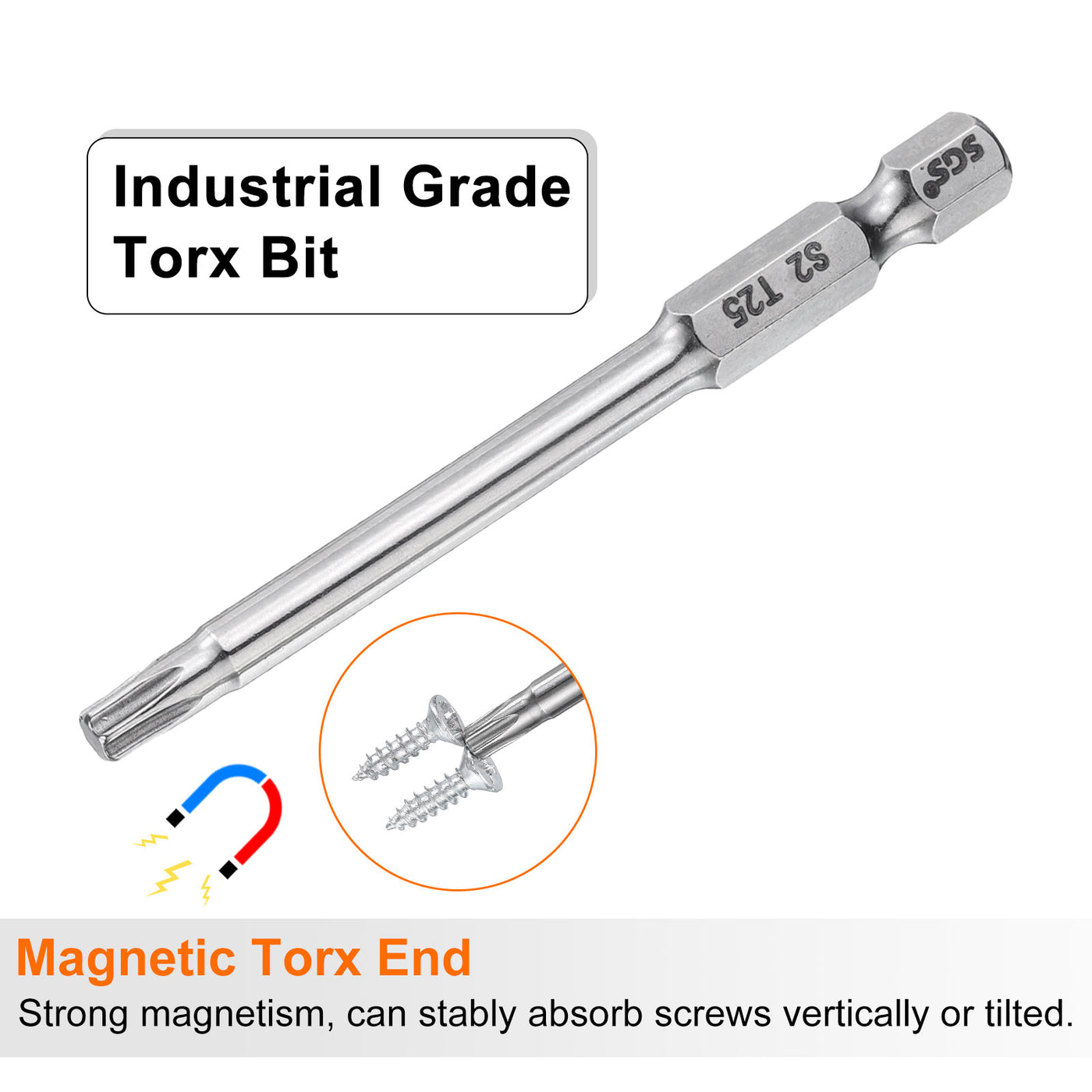 Harfington 2pcs T25 Torx Bit 1/4" Shank 3" Long 6 Point Tamper Resistant Star Bits