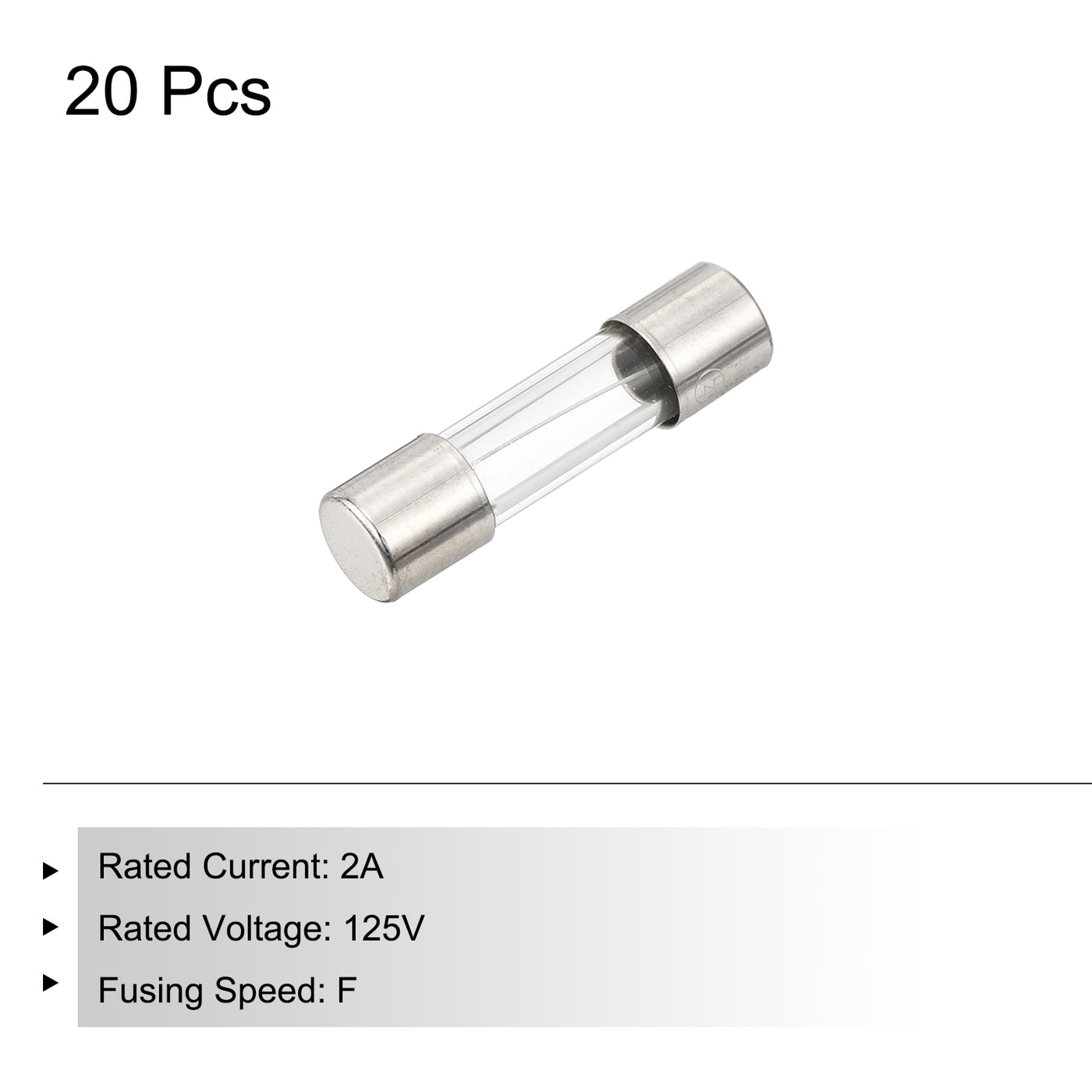 Harfington 20 Stück Schnellsicherung Glasrohr Sicherung 2A 125V 5x20mm Glasrohr Sicherungen Schnellwirkende Sicherungen für Leiterplatten Elektronische Geräte Haushaltsgeräte