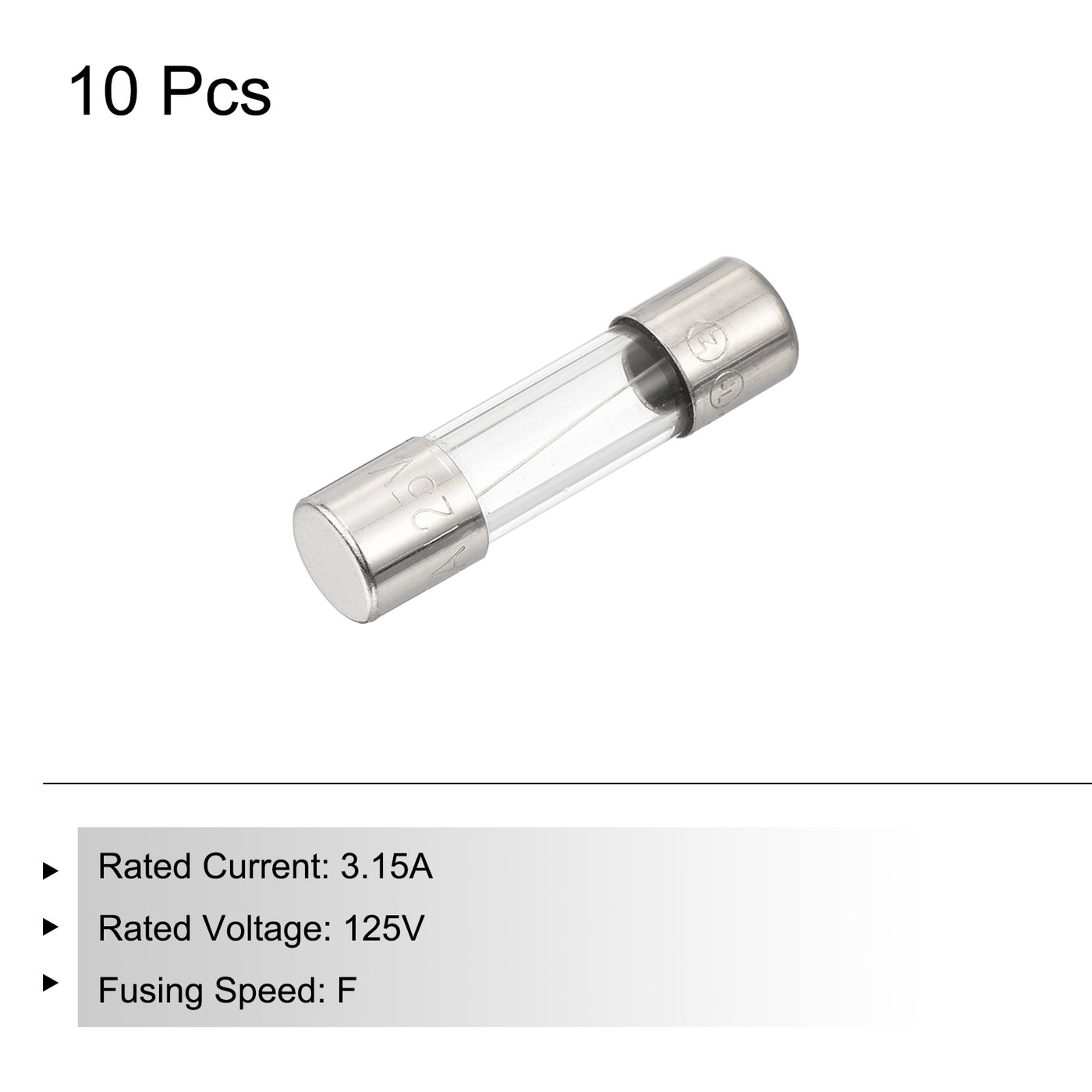 Harfington 10 Pcs Fast Blow Glass Fuse 5x20mm 3.15A 125V Glass Tube Fuses for PCB Board