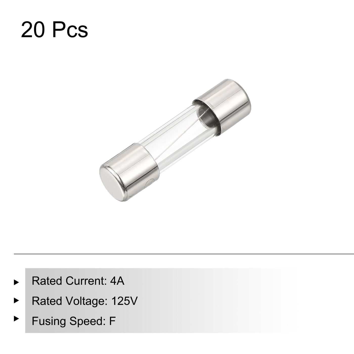 Harfington 20 Pcs Fast Blow Glass Fuse 5x20mm 4A 125V Glass Tube Fuses for PCB Board