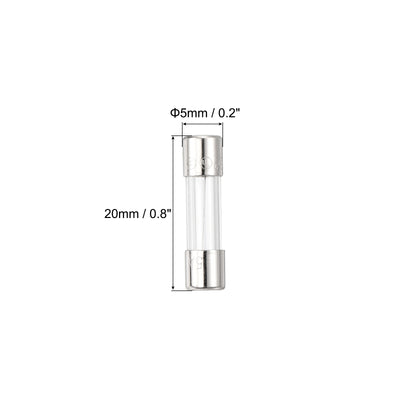 Harfington 30 Stück Schnellsicherung Glasrohr Sicherung 5A 125V 5x20mm Glasrohr Sicherungen Schnellwirkende Sicherungen für Leiterplatten Elektronische Geräte Haushaltsgeräte