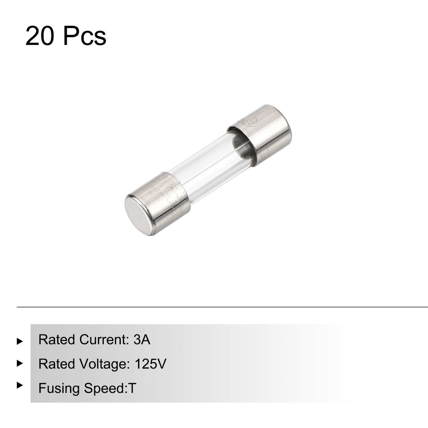 Harfington 20 Pcs Slow Blow Glass Fuse 5x20mm 3A 125V Glass Tube Fuses for PCB Board