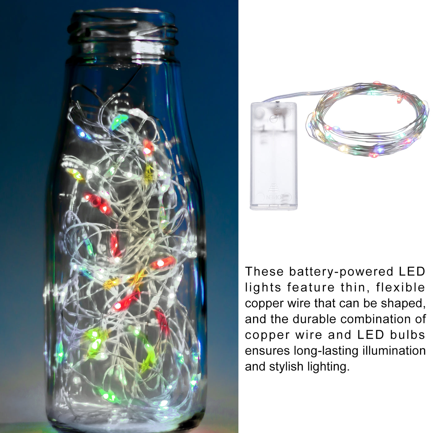 Harfington LED Fairy Lights Battery Operated 20 LEDs 10 Feet Multicolor Lights