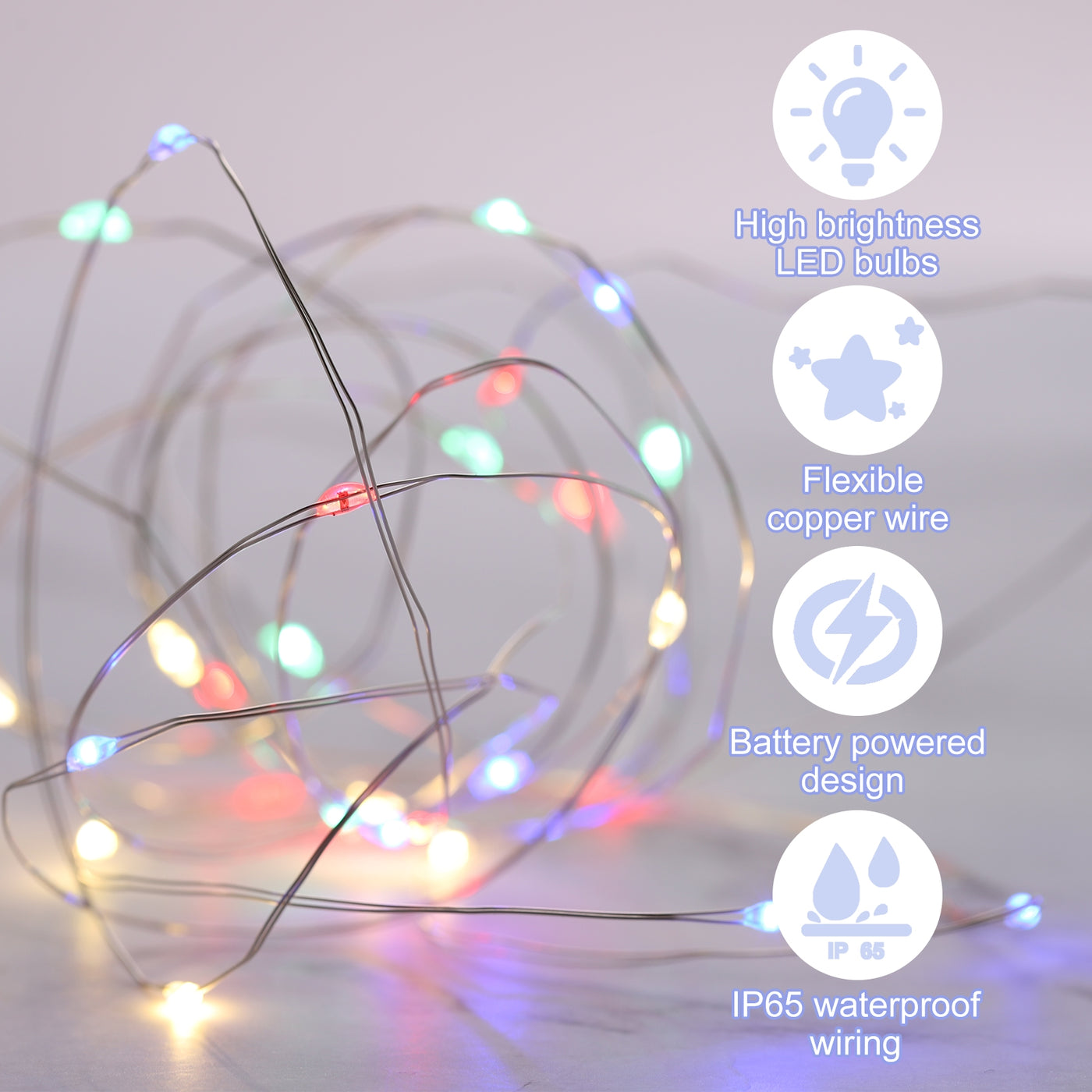 Harfington LED Fairy Lights Battery Operated 20 LEDs 10 Feet Multicolor Lights