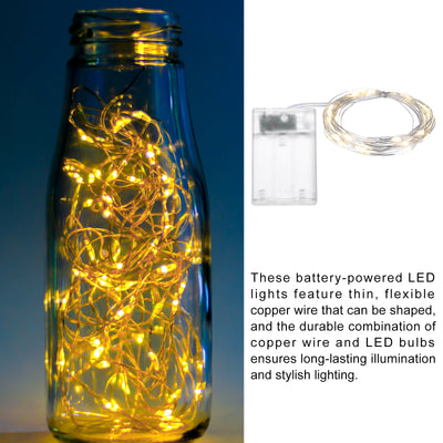 Harfington 2 Pack LED Fairy Lights Battery Operated 30 LEDs 10 Feet Warm White Lights