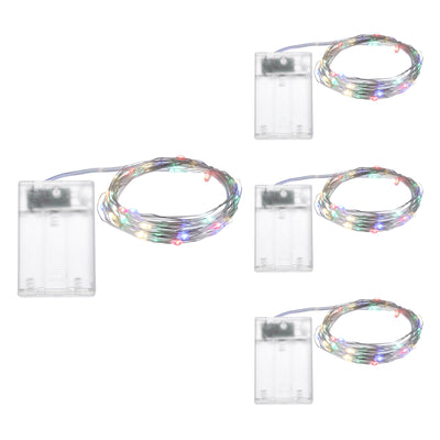 Harfington 4 Pack LED Fairy Lights Battery Operated 50 LEDs 16 Feet Multicolor Lights