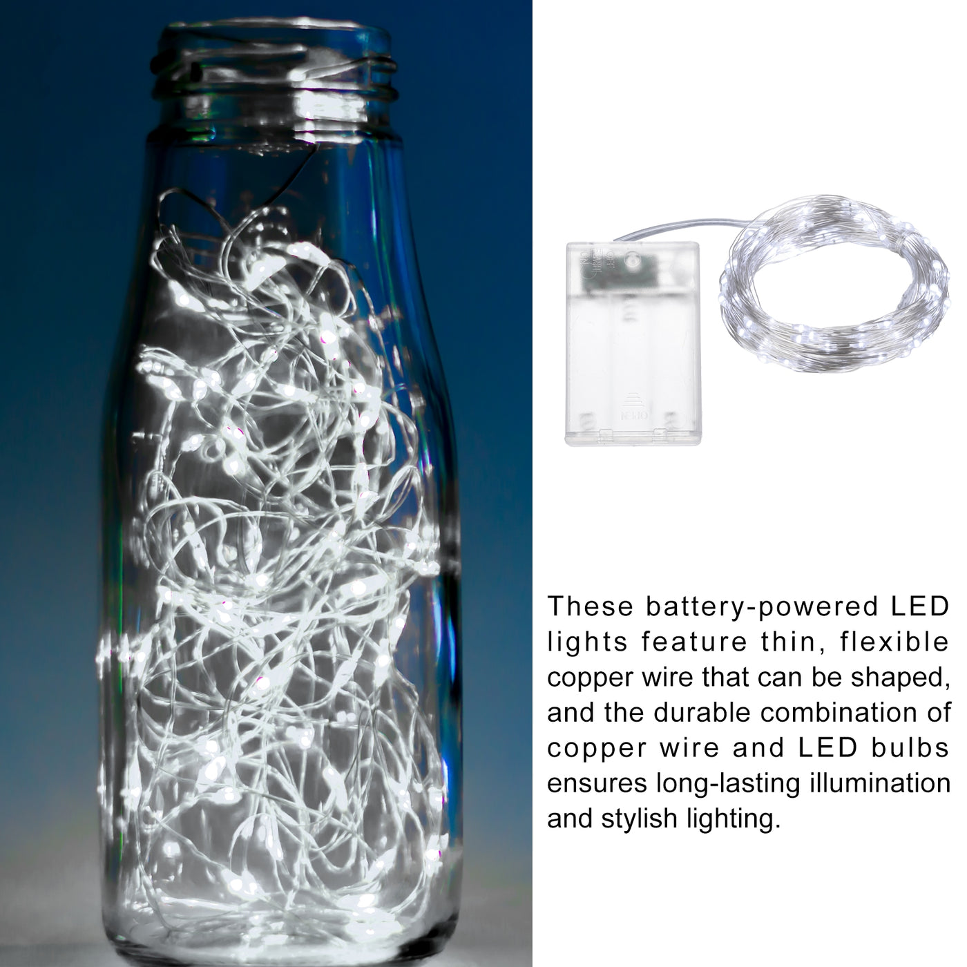 Harfington 2 Pack LED Fairy Lights Battery Operated 100 LEDs 32.8 Feet White Lights