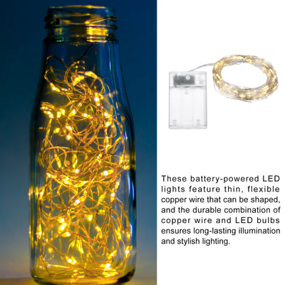 Harfington 2 Pack LED Fairy Lights Battery Operated 100 LEDs 32.8 Feet Warm White Lights