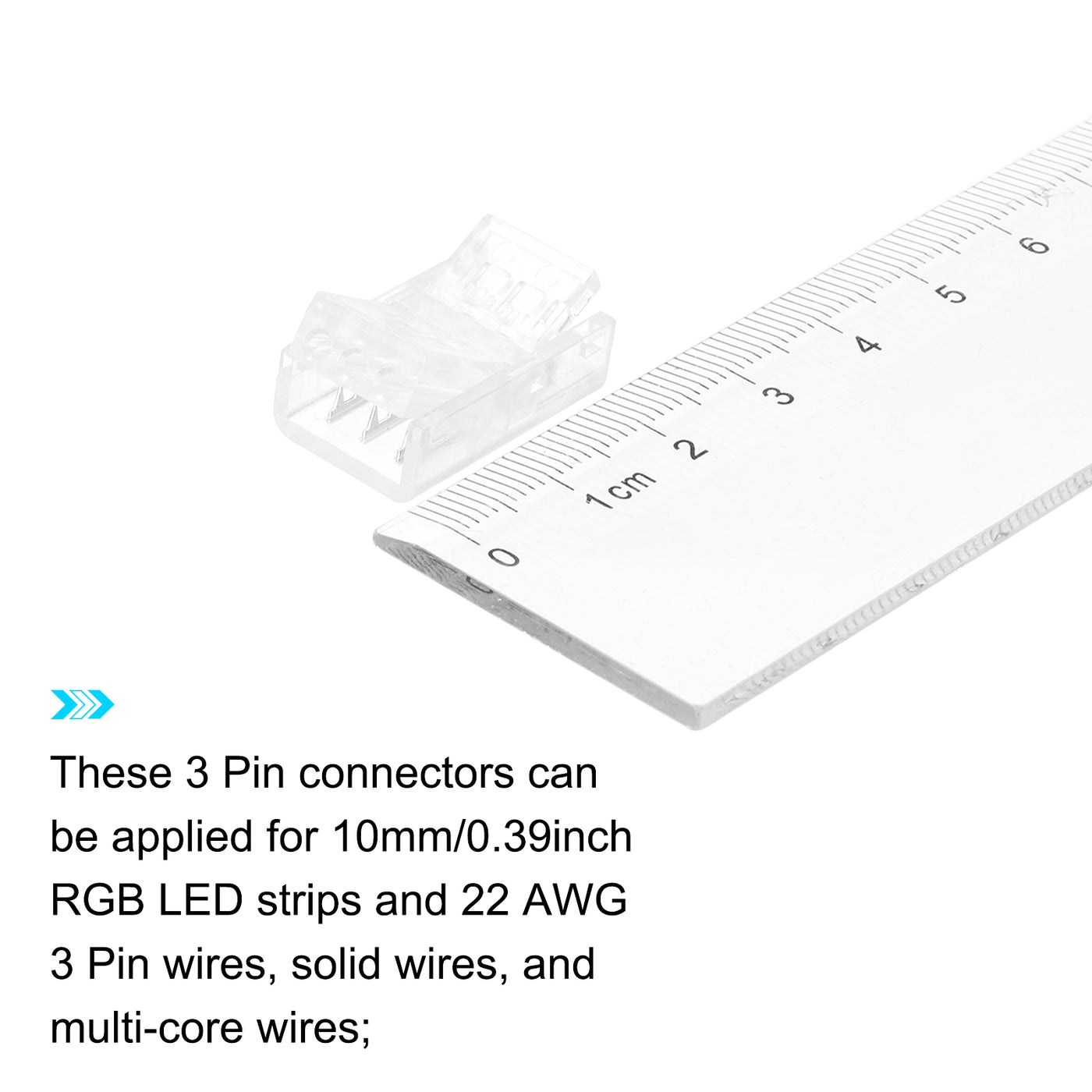 Harfington LED Strip Connector 3 Pin, 10mm LED Connectors for Strip Lights, Pack of 20