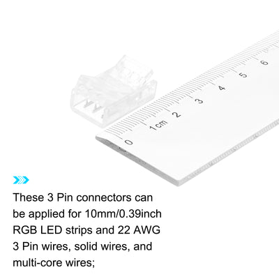 Harfington LED Strip Connector 3 Pin, 10mm LED Connectors for Strip Lights, Pack of 20