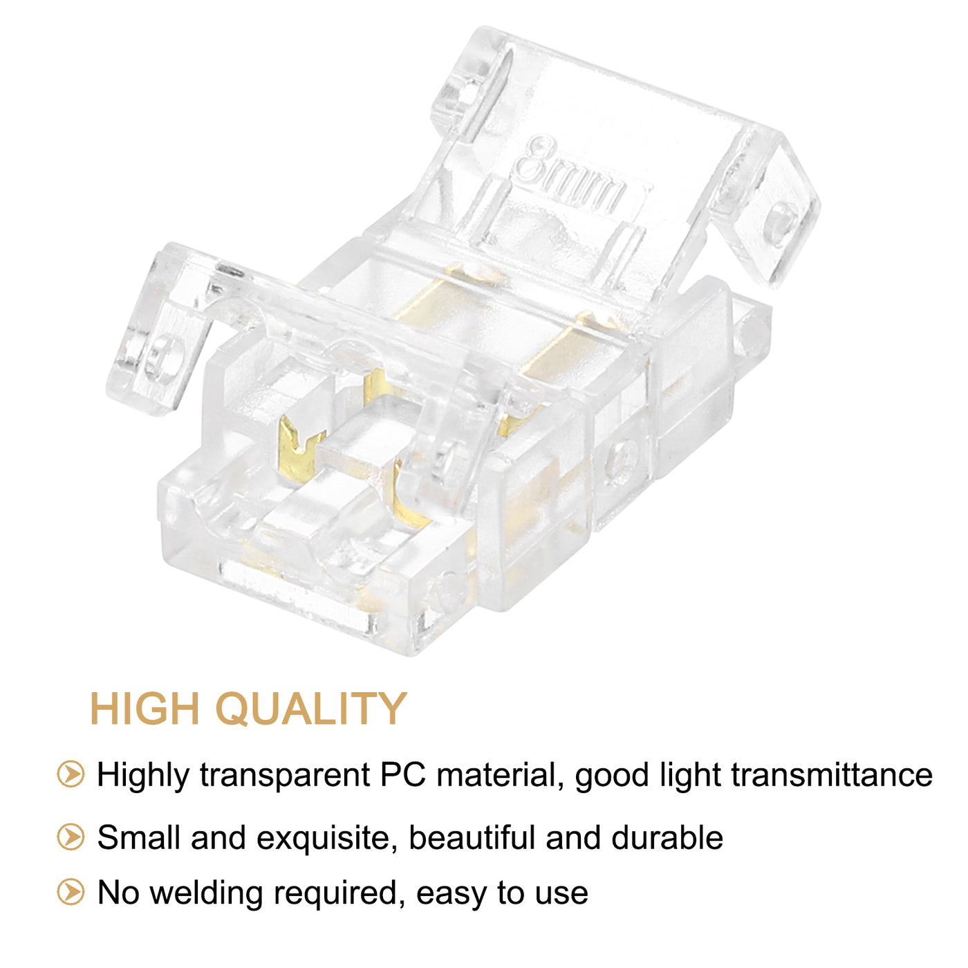 Harfington 5 Pcs LED Strip Connector 2Pin 8mm LED Connectors for Strip Lights Transparent Solderless LED Light Adapter Connector for Surface Mount Device