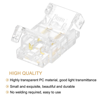 Harfington 5 Pcs LED Strip Connector 2Pin 8mm LED Connectors for Strip Lights Transparent Solderless LED Light Adapter Connector for Surface Mount Device