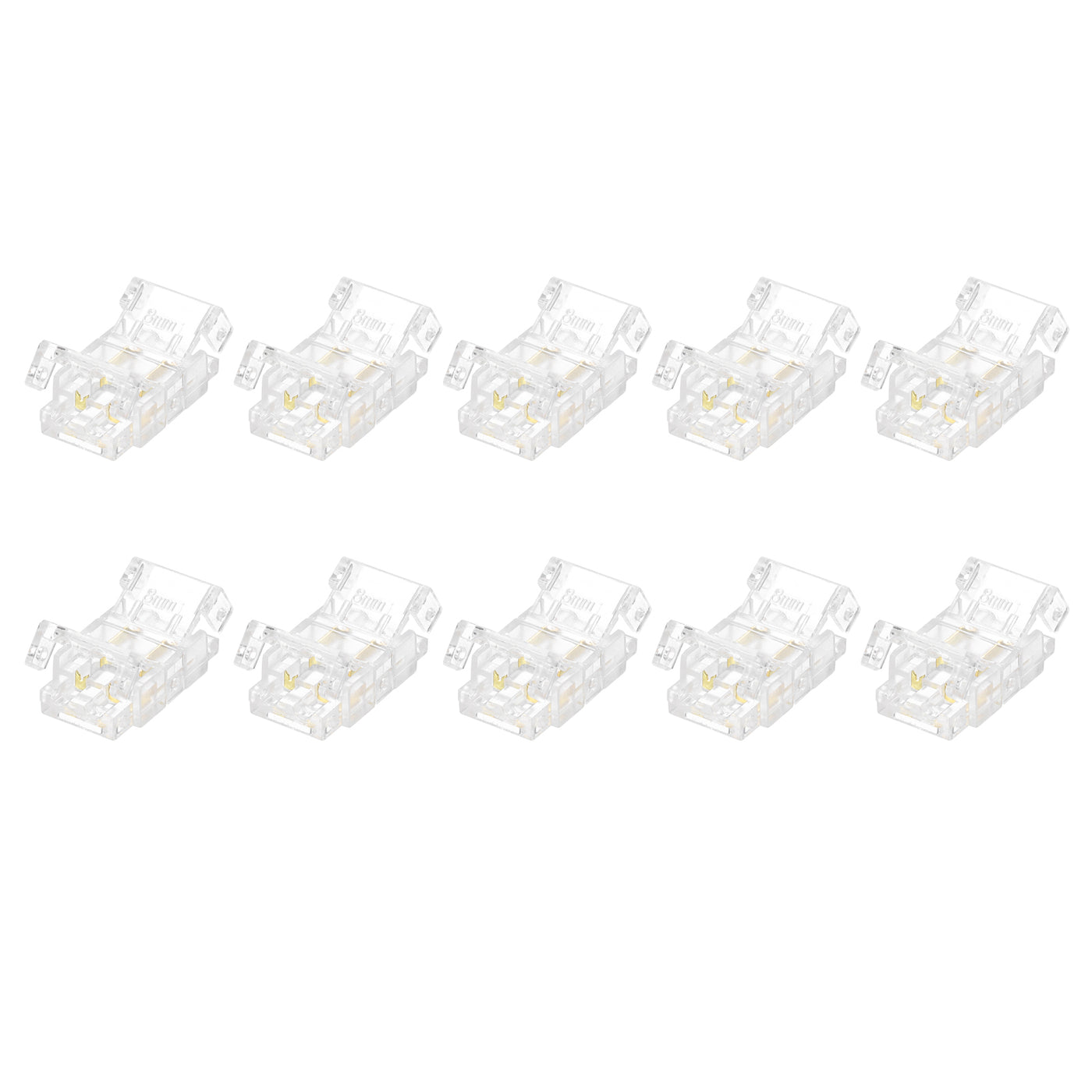 Harfington 10 Pcs LED Strip Connector 2 Pin 8mm LED Connectors for Strip Lights Transparent Solderless LED Light Adapter Connector for Surface Mount Device