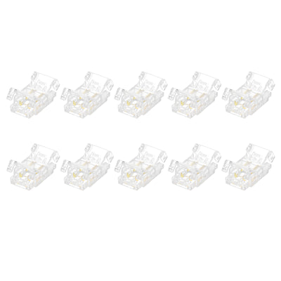 Harfington 10 Pcs LED Strip Connector 2 Pin 8mm LED Connectors for Strip Lights Transparent Solderless LED Light Adapter Connector for Surface Mount Device