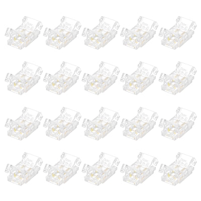 Harfington 20 Pcs LED Strip Connector 2 Pin 8mm LED Connectors for Strip Lights Transparent Solderless LED Light Adapter Connector for Surface Mount Device