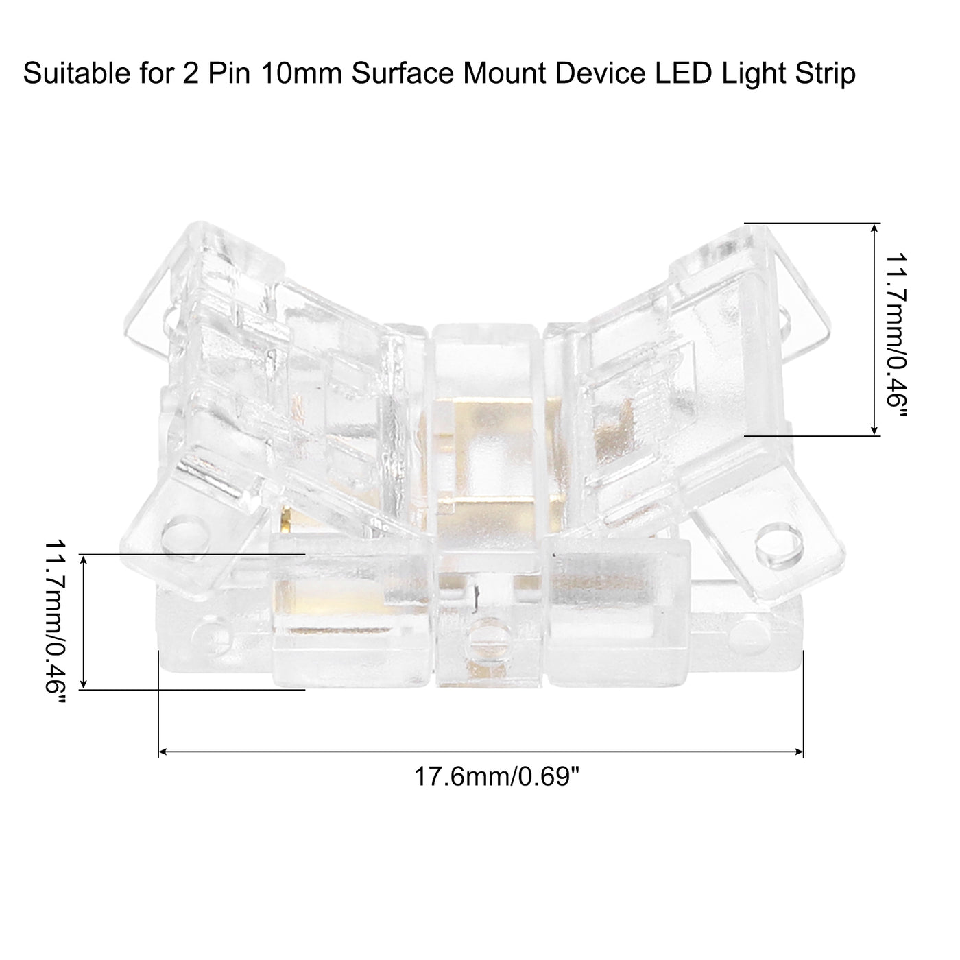 Harfington 5 Pcs LED Strip Connector 2 Pin 10mm LED Connectors for Strip Lights Transparent Solderless LED Light Adapter Connector for Surface Mount Device