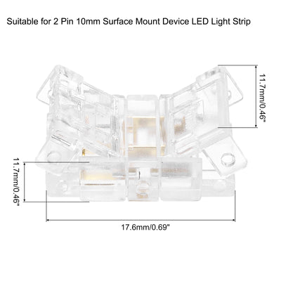 Harfington 5 Pcs LED Strip Connector 2 Pin 10mm LED Connectors for Strip Lights Transparent Solderless LED Light Adapter Connector for Surface Mount Device