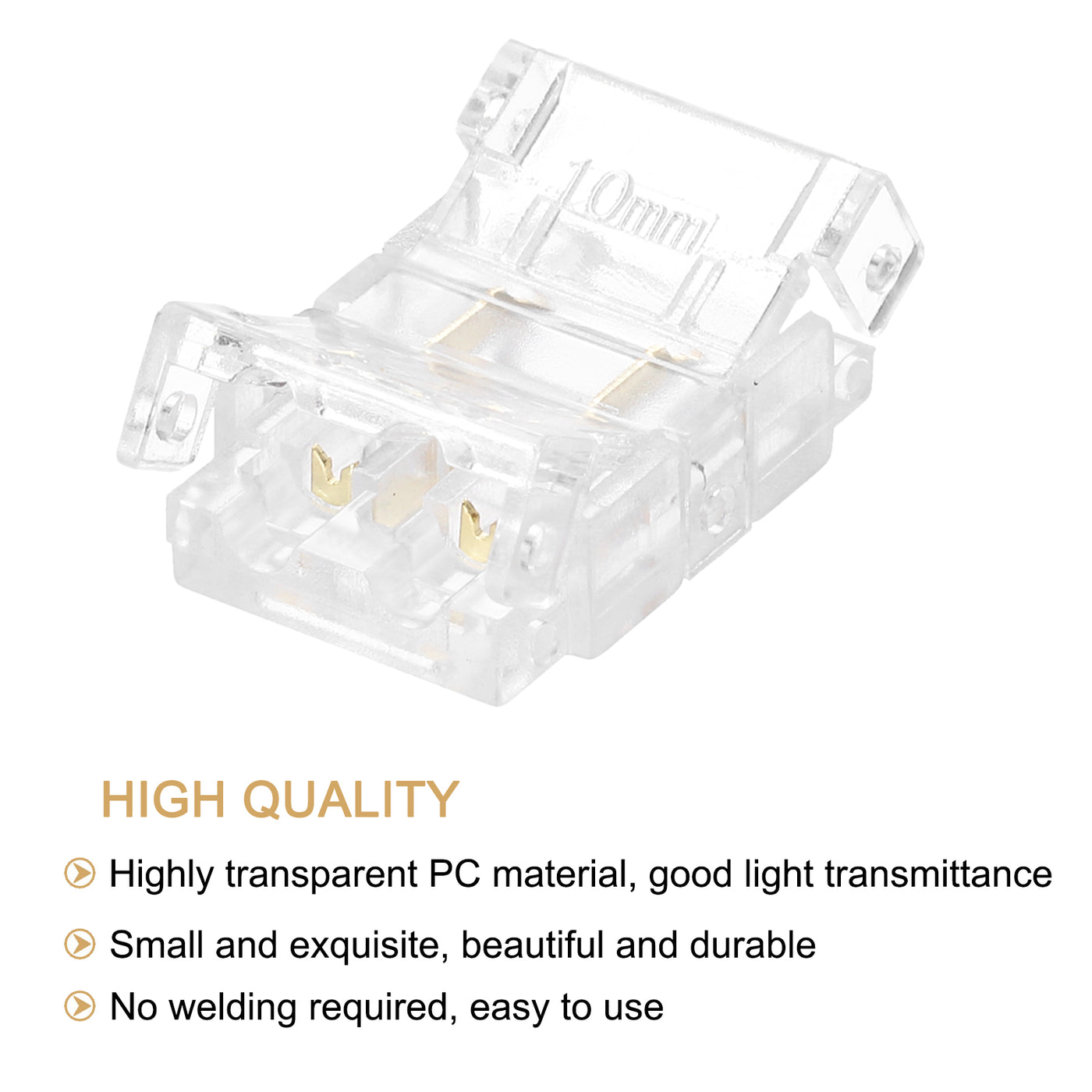 Harfington 5 Pcs LED Strip Connector 2 Pin 10mm LED Connectors for Strip Lights Transparent Solderless LED Light Adapter Connector for Surface Mount Device