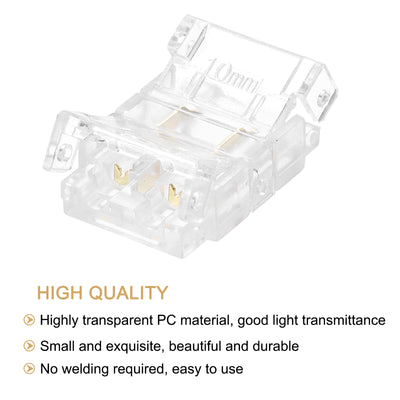 Harfington 5 Pcs LED Strip Connector 2 Pin 10mm LED Connectors for Strip Lights Transparent Solderless LED Light Adapter Connector for Surface Mount Device